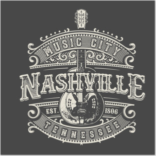 Nashville Music City Tennessee Guitar Vintage Posters and Art