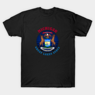 MICHIGAN GREAT LAKES STATE FLAG T-Shirt