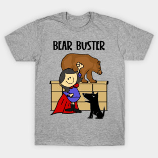 Cool Girl Superhero Saves Dogs from Brown Bear T-Shirt