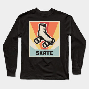 SKATE| Vintage 70s Style Roller Skating Poster Long Sleeve T-Shirt