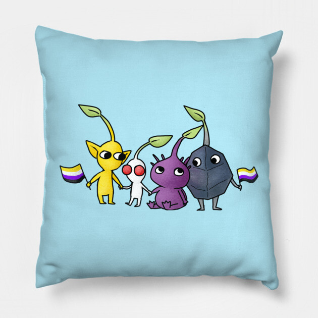 Pride Pikmin Nonbinary Pillow by KatieRose
