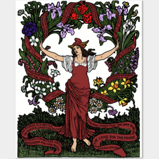 Garland For May Day In Color - Refinished Walter Crane, Socialist, Socialism, Leftist, Anarchist, Propaganda Posters and Art