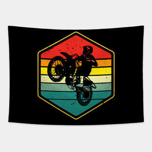 Vintage Motocross Dirt Bike Biker Retro Motorcycle Tapestry