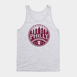 Retro Vintage Philadelphia Baseball Old School Red Philly City Skyline Tank Top