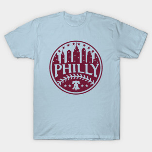 Retro Vintage Philadelphia Baseball Old School Red Philly City Skyline T-Shirt
