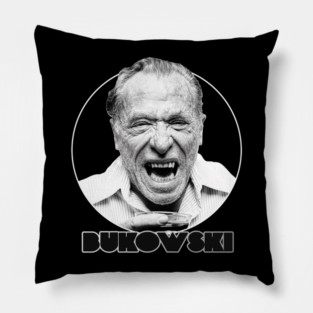 Retro Laughing Charles Bukowski Tribute Pillow