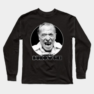 Retro Laughing Charles Bukowski Tribute Long Sleeve T-Shirt