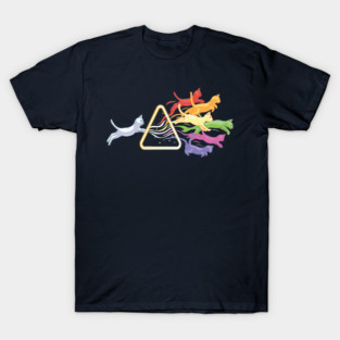 Cat Prism Rainbow Light Funny Physics Science Spectral Cat T-Shirt