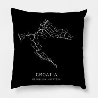Croatia Road Map Pillow