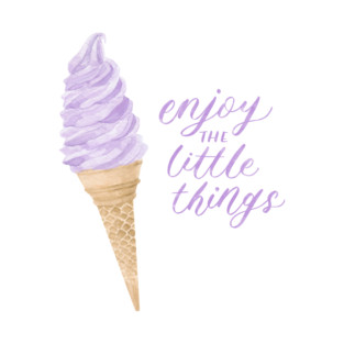 Purple Ice Cream "Enjoy the Little Things" Watercolour Painting T-Shirt