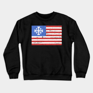 United States Flag With Knights Templar Cross Crewneck Sweatshirt