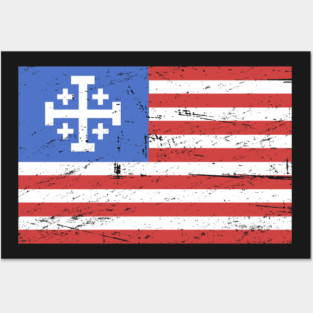 United States Flag With Knights Templar Cross Posters and Art