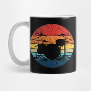 Drummer Retro Drum Set Silhouette Illustration Mug