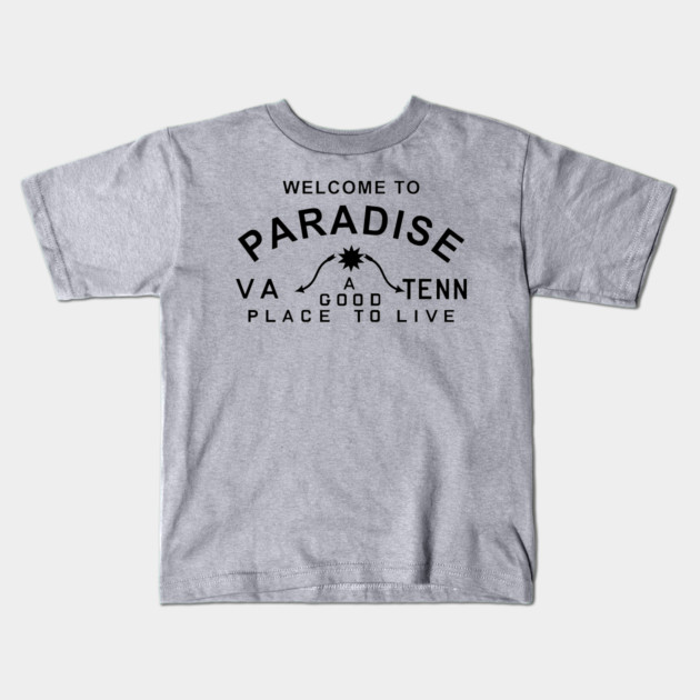 Paradise CVB black text Kids T-Shirt by Old Gods of Appalachia