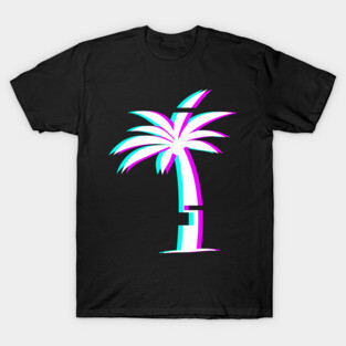 Glitch Aesthetic Vaporwave Palm Tree T-Shirt