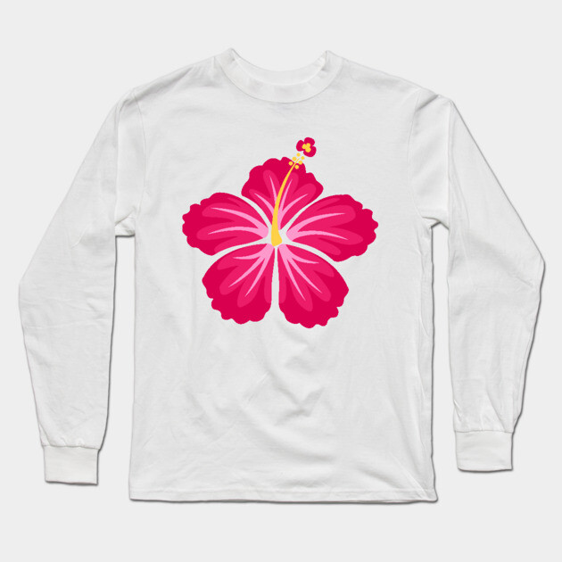 Pink Hibiscus Flower Long Sleeve T-Shirt
