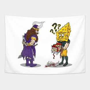 Minnesota Vikings Fans - Kings of the North vs Cheesy Dinner Guests Tapestry