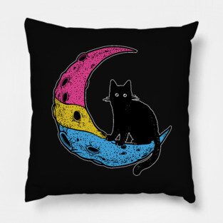 Pansexual Cat Moon Pillow