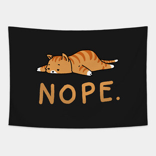Nope Not Today Shirt Funny Lazy Cat Shirt Cat Lover Tapestry