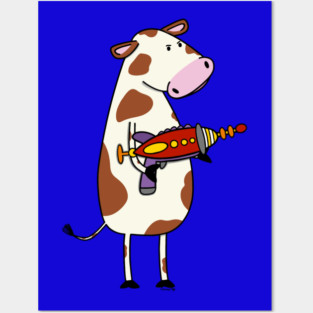 Cow with ray gun Posters and Art