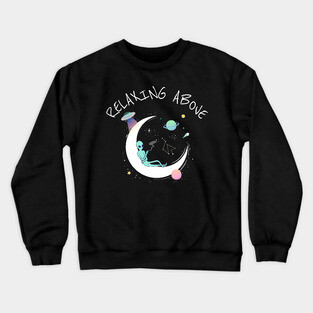 Alien UFO relaxing above Crewneck Sweatshirt