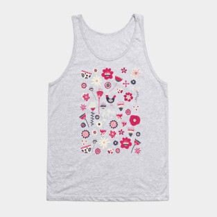 Scandi Birds and Flowers Tank Top