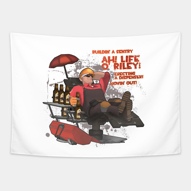 Red Engineer Team Fortress Engineer Tapestry TeePublic