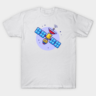 Flying Satellite Space Cartoon Vector Icon Illustration T-Shirt