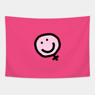 Minimal Feminist Female Smile Tapestry