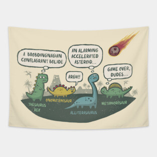 Last Meeting of the Dinosaur Literary Club Tapestry