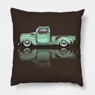 Light Green Vintage Truck Pillow