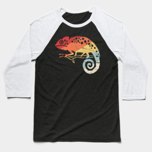 Retro 70s Psychedelic Chameleon Lizard Baseball T-Shirt