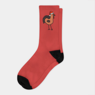 Funny Thanksgiving Turkey Wearing a Santa Hat for Christmas Socks