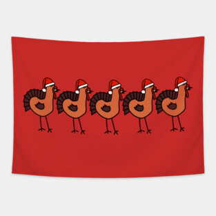 Funny Christmas with Thanksgiving Turkey Tapestry