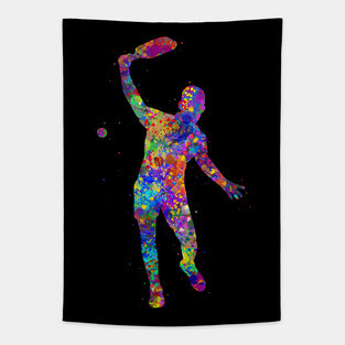 Pickleball player watercolor Tapestry
