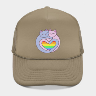 Rainbow Pride Heart Cats Kawaii Hat