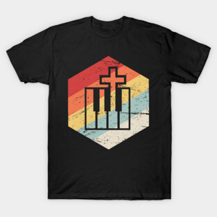 Keyboard And Cross | Retro Christian Musician T-Shirt