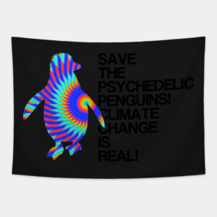 Psychedelic Penguins | Global Warming & Climate Change Tapestry