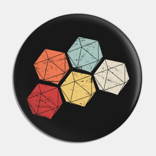 Retro Vintage D20 Roleplaying Game Dice Pin