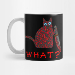 What? - Cat With a Knife Mug