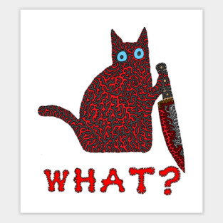 What? - Cat With a Knife Sticker