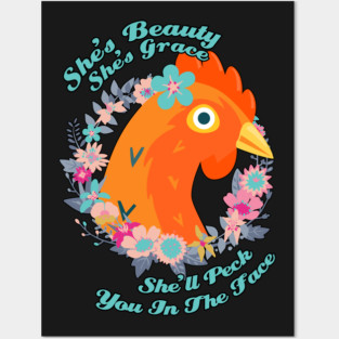 She's Beauty Chicken Shirt Posters and Art