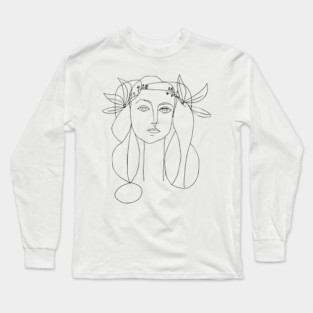 Picasso Woman Sketch Portrait Long Sleeve T-Shirt