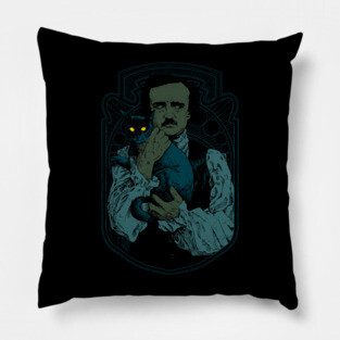 Poe and the Black Cat Pillow