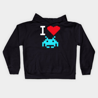 I LOVE SPACE INVADERS Kids Hoodie