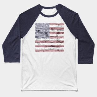 Rustic Red White Blue Wood USA flag Baseball T-Shirt