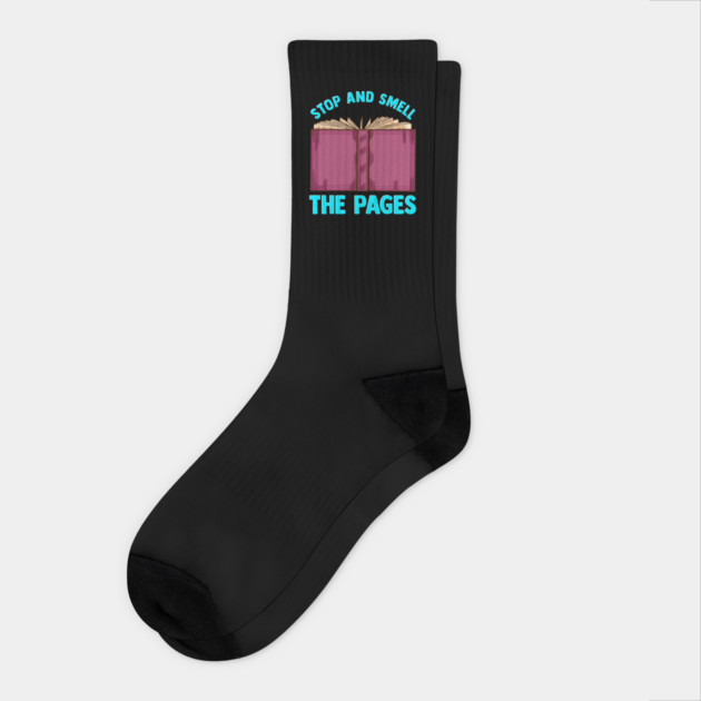 Book Stop And Smell The Pages Socks by belownormal