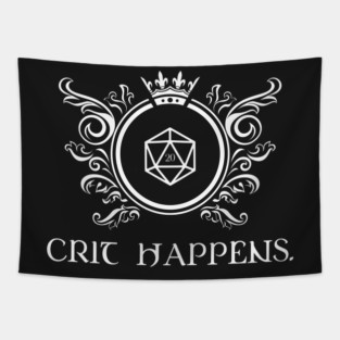 Crit Happens with D20 Dice Tabletop RPG Gaming Tapestry