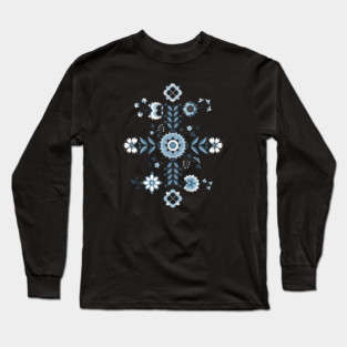 Flower pattern inspired by Swedish folk art Long Sleeve T-Shirt