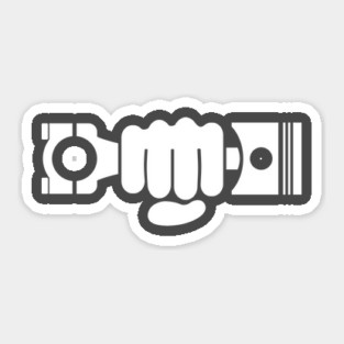 Automotive White Piston Fist Design Sticker